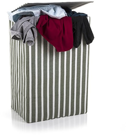Minky Fabric Laundry Basket - Clothes Hamper Basket, Foldable Laundry Basket with Lid, Velcro & Canvas with Waterproof Lining, Rope Handles, Lightweight, 40 x 30 x 60 cm