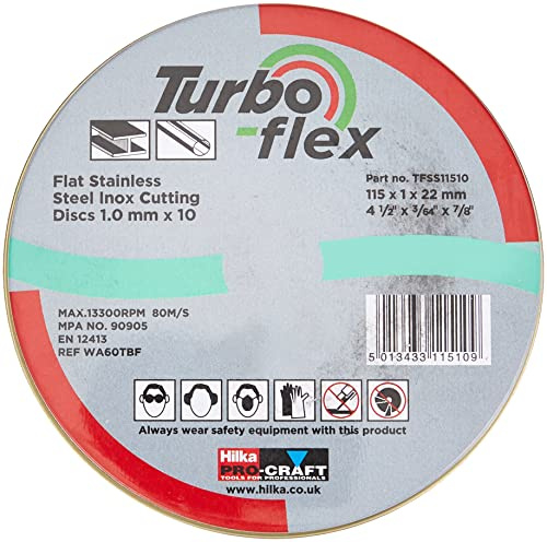 Hilka TFSS11510 115mm Turbo-Flex Stainless Steel Cutting Disc