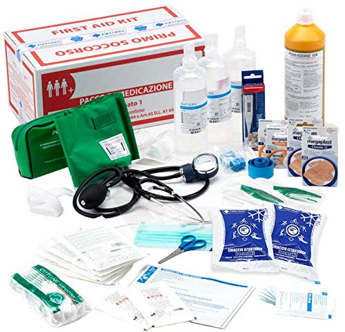 KIT REINTEGRO CASSETTA ARMADIETTO E VALIGETTA MEDICA PRIMO E PRONTO SOCCORSO ALL. 1 CAT. AB CON SFIGMO SI-KITAB
