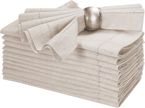 Servilletas de Lino y algodón de 45 x 45 cm con vainica, Naturales, servilletas de Boda, servilletas de cóctel, servilletas de Tela, servilletas de algodón, servilletas de Esquina ingletadas,