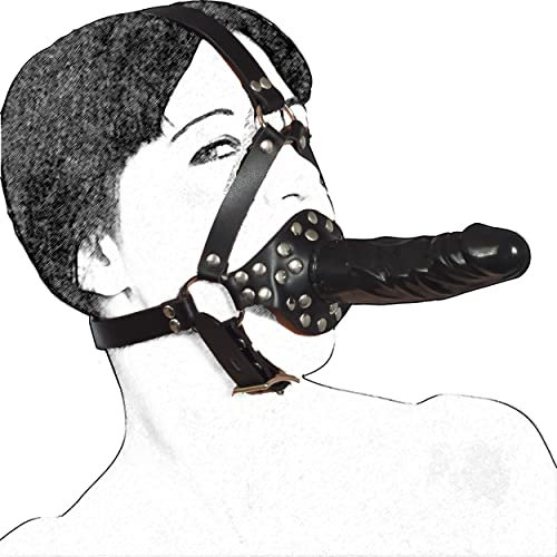 Honeylust - Doppio bavaglio fetish con plug dildo + dildo interno per bocca - imbracatura BDSM con chiusura - Bondage Mouth Gag Sex Toy
