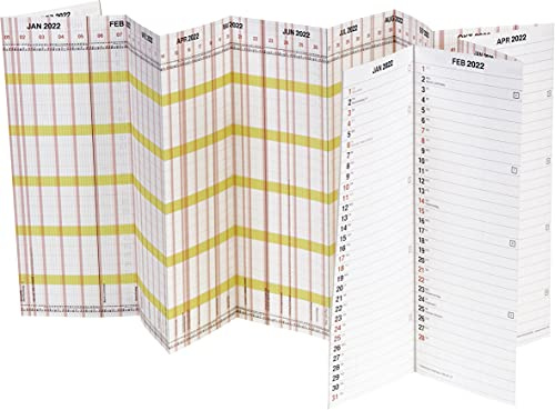 BRUNNEN 1070135002 Wandkalender/Plakatkalender Personal-/Urlaubsplaner Modell 701 Planorama, 1 Seite = 15 Monate, 1380 x 295 mm (aufgeklappt), Papier, Kalalendarium 2022