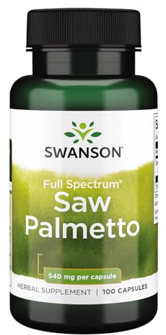 Swanson, Saw Palmetto (Palmier de Scie), 540mg, 100 Capsules, Hautement Dosé, Sans Soja, Sans Gluten, Sans OGM