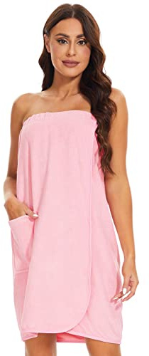 Ymmchy Women Wrap Towel Robe Wrap Spa Bathrobe Adjustable Buttons