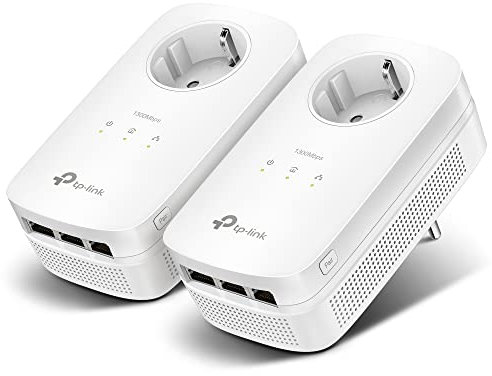TP-Link TL-PA8030P Kit AV1300 Powerline Starter Kit, con toma pasante, 3 puertos Gigabit, velocidad de hasta 1300 Mbps, 2 x 2 MIMO, HomePlug AV2, Green Powerline, CPU Qualcomm, blanco (reacondicionado