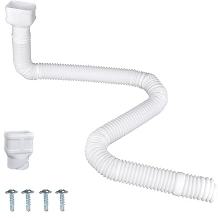 Prestantious 16.5ft Long Gutter Downspout Extensions, Downspout Extender Drainage Pipe for 2×3 and 3×4 Downspout, Outside Diameter 3.1 Inches, Pipe Stretched Length 16.5ft (White-1 pack)