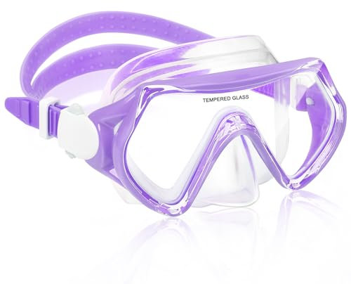 WOVOKA Taucherbrille Kinder, Schwimmbrille Kinder für 4-12 Jahre, Tauchmaske Schnorchelmaske Nasenabdeckung 180°Panorama HD Anti Nebel Anti-Leck für Jungen Mädchen Jugendliche
