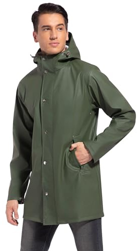 UNIQUEBELLA Raincoat for Men, Rain Jackets Waterproof With Hood Breathable Windbreaker Outdoor Men's Lightweight Coat