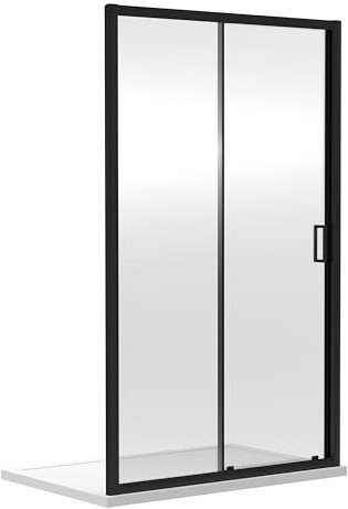 6mm Toughened Safety Glass Reversible Sliding Shower Door - 1000mm - Black