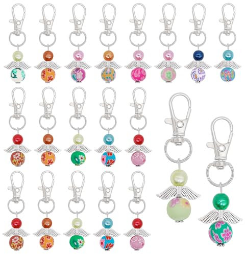 showll 30 Stück Schutzengel Schlüsselanhänger Schutzengel Schlüsselanhänger Engel Glücksbringer Schlüsselanhänger Schlüsselanhänger Klein Abschiedsgeschenk Mini Schlüsselanhänger