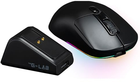 THE G-LAB - Kult Titanium Pro - Kabellose Gaming-Maus mit Ladestation Bluetooth/USB 2.4/Kabel Triple-Modus, RGB, 12.000 DPI, 100% personalisierbar - PC/PS4/PS5/XBOX – Neu