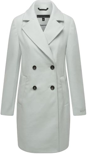 Navahoo Damen Mantel in Woll-Optik langer klassischer Trenchcoat Frostjuwel 14 Ice Blue Gr. M