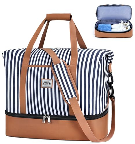 Lekespring resväska dam, resväska handbagage sportväska weekender väska för flygplan, klinikväska födelse, duffle bag, Randig, 32L(45x20x36cm für Easyjet)