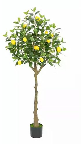 Dekorativ konstgjord citronträd, konstgjord växt, dekoration av konstgjord växt växtdekoration, inomhusväxt med citrongren och citronfrukt (80cm/2,6 fot)