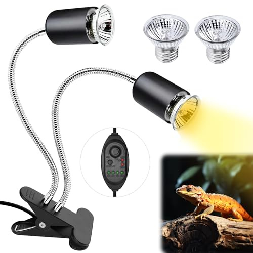 PORFOYO Schildkröte Wärmelampe - Reptilien Terrarium Lampe mit 2 Reptilien Heizlampe, UV Wärmespotlampe, Wärmelampe Schildkröten, Wärmelampes mit Clip für Eidechsen Schildkröten Schlangen Reptilien
