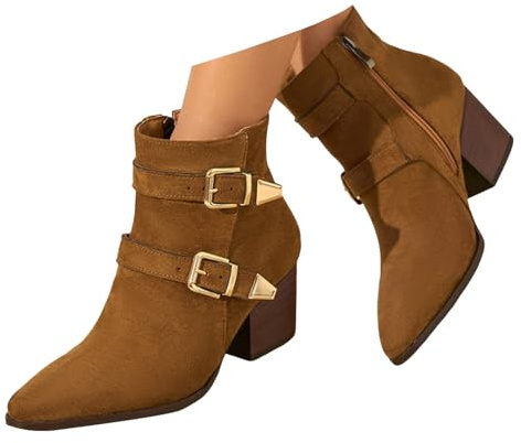 Xbemkste Bottines vintage victoriennes pour femme avec lacets mi-mollet - Bottes élégantes à tige courte - Bottes de cheville, X2 marron, 41 EU