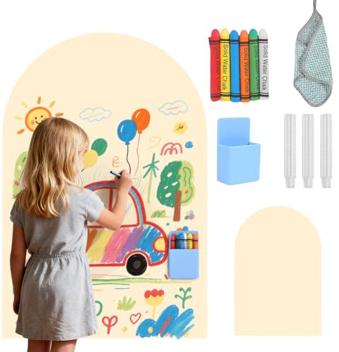 Magnettavla barnrum, jättemagnetisk vägg, självhäftande, magnettavla för barn, 100 x 80 cm, komplett set med pennor och låda, magnetisk tavla för barn, kreativ vägg för målning och lek (vit)