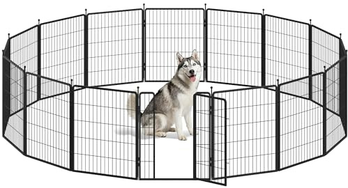 Fobyfurny Welpenauslauf Hundezaun Hundelaufstall, 80 cm Hoch, Schwarz