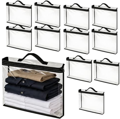 Leksaksförvaringspåsar 12 stycken, vattentäta genomskinliga PVC-organiserare med dragkedja och handtag för badleksaker, pussel, byggklossar, block och barnböcker