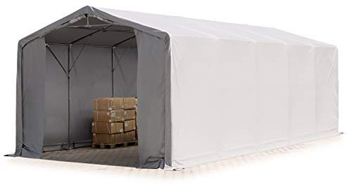 Zelthalle Lagerzelt 5x10m / 3m Seitenhöhe Industriezelt robuste PRIMEtex PVC Plane 2300 N wasserdicht in grau