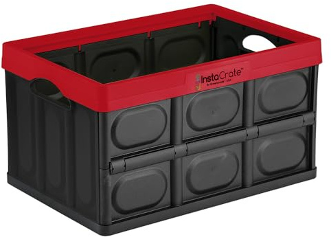 GREENMADE InstaCrate Collapsible Storage Container, 12 gal, Red/Black