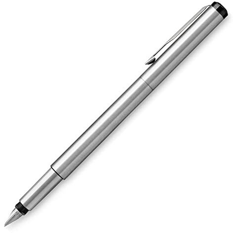 Parker Vector Fountain Pen | Stainless Steel with Chrome Trim | Medium Nib | Blue Ink | Gift Box