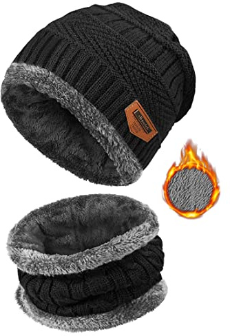 heekpek Gorro Invierno Hombre con Bufanda, Calentar Sombreros Gorras Beanie de Punto Gorro y Bufanda Invierno Hombre Beanie con Bufanda
