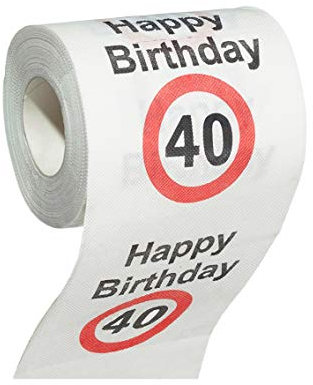 MIK funshopping Scherzartikel Deko Spaß-Toilettenpapier Runder Geburtstag lustiges Geschenk (40. Geburtstag - 1Rolle)