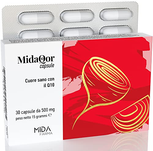 MIDAQOR Capsule - Coenzima Q10, Betaina, Colina, Vitamina B6/B12 | Cuore Sano con il co.Q10! | Antiossidante, Regolatore Omocisteina | 30 Capsule per 30 giorni