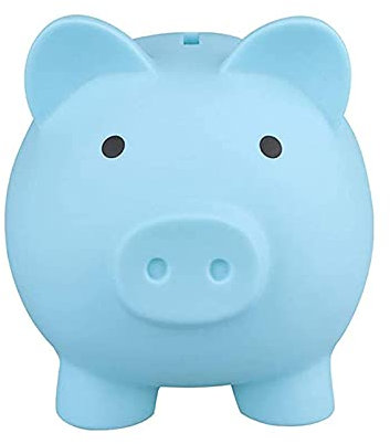 luukiy Salvadanaio per bambini, salvadanaio a forma di maiale, in plastica, leggero e resistente, per monete da 9 x 9 x 9 cm, colore: blu/rosa/bianco rosa