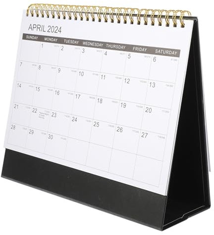 jojofuny 2024 Desktop-Kalender Ganzjahr Flip-Kalender Zeitplan Notizkalender Plan Aufzeichnungskalender Neujahrskalender Tisch-Stehkalender Für Home Office Schwarz