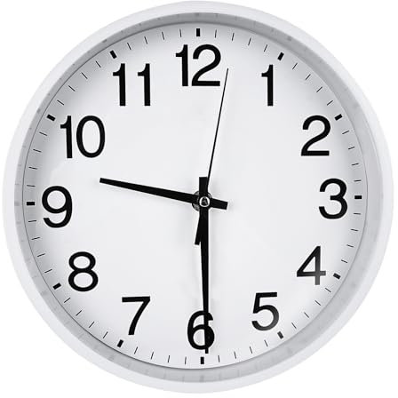 SPORWAY Wanduhr Tischuhr ohne Tickgeräusche: 23 cm Wanduhren Lautlos Quarz Uhr, Tischuhren Modern Wohnzimmeruhr Küchenuhr Kinderwanduhr für Erwachsener Kinder Jungen Mädchen - Weiß