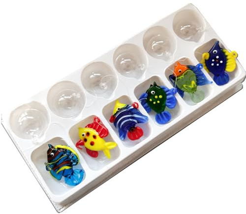 (6 pezzi) di pesci galleggianti colorati in vetro per acquario, decorazione artigianale a forma di bolla per decorare la casa
