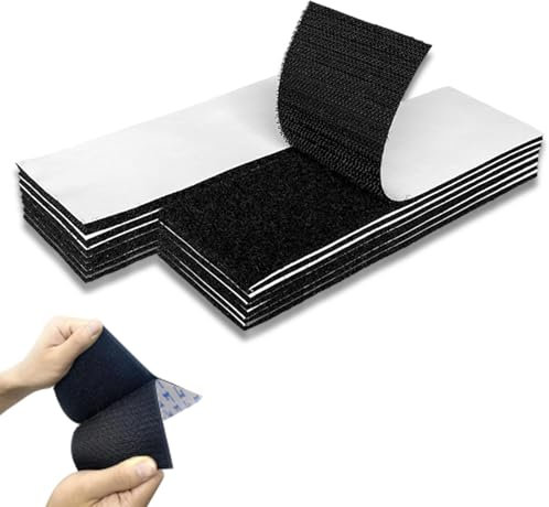 Lot de 12 pastilles Velcro auto-adhésives double face extra fortes au lieu de percer - Noir - Pour murs, sols, métaux, porte