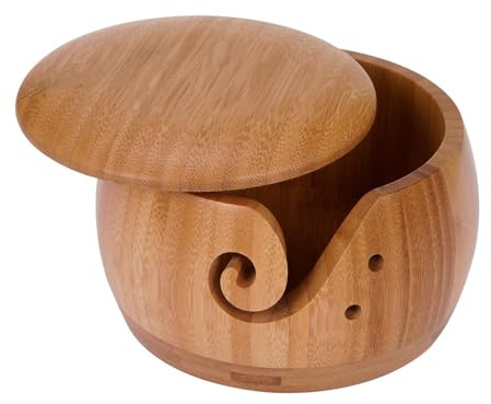 Cuencos para tejer de madera, Cuenco para tejer con hilo de madera | Tazón de almacenamiento de hilo,Cuenco de almacenamiento de hilo portátil, soporte de lana para tejer para principiantes