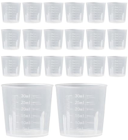 Lot de 20 petits gobelets doseurs en silicone - Avec balance - Verre doseur transparent - Idéal pour des mesures précises à la maison et en laboratoire