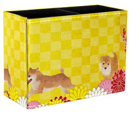 Eslifey Stifthalter, quadratischer Stifthalter für den Schreibtisch, japanischer Hund, Shiba Inu, Blume, Stiftebecher, Make-up-Pinselhalter, Ständer, Display, Schreibtisch, Schreibwaren, Organizer für