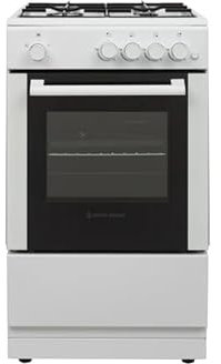 White Knight ATSCG50W Gas Cooker, 50cm Single Cavity, 4 Burner Hob, White