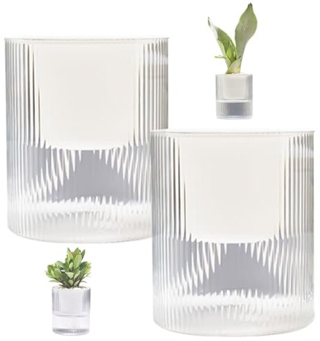 TANGPINGMAO Selbstbewässerungstöpfe 2pcs 4 Zoll abnehmbar 2 Schichten Selbstbewässerung Pflanzer mit Baumwollseil und Entwässerungsloch modern