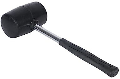STOBOK 750g Rubber Mallet Hammer with Steel Handle, Comfortable to Hold and Minimizes Marring, for Tile Installation and Flooring Work, Black Colour