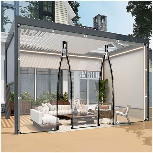 Transparente Pvc-planen Für Außen, Wasserdichte Planen Seitenteile, Wetterfeste Abdeckplane Für Pavillon Veranda Carport, Durchsichtige Planen Vorhänge Mit Reißverschluss,WxH-1.5x2m/4.9*6.6ft