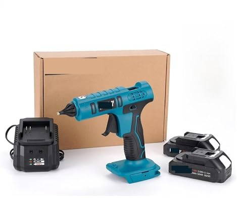 Pistola Silicona Caliente, Pistola de pegamento de fusión en caliente eléctrica inalámbrica de 500W, batería de 18V, barra de pegamento de 11mm, pistola de aire caliente de soldadura por fusión en cal