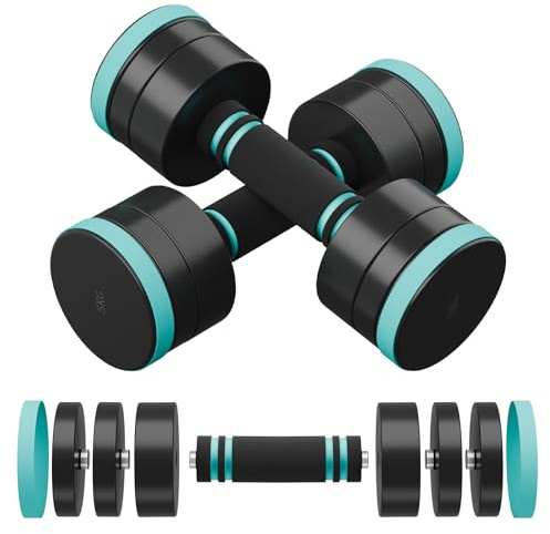 Dripex Haltères Musculation Réglables en Acier 5kg, Lot de 2 Poids Musculation Adjustable, Dumbbells Set Compacts avec Poignée en Mousse pour Femme Homme Maison Fitness Aérobic - Noir