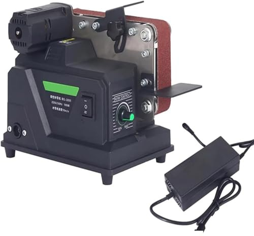 BOOZXCV Electric Belt Machine Mini Belt Sander Grinder DIY Polishing Knife Sharpener Wood Edges Polishing 7 Speed Adjustable Bench Grinder Sharpener