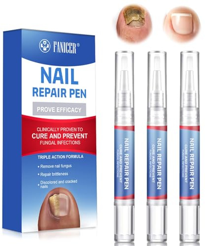 Soin Ongle Stylo Réparateur 3 Pièces, Action Rapide pour Renforcer et Protéger les Ongles, Soin Réparateur pour Ongles Abîmés, Renforcement et Brillance Naturelle, Texture Rapide et Non Collante