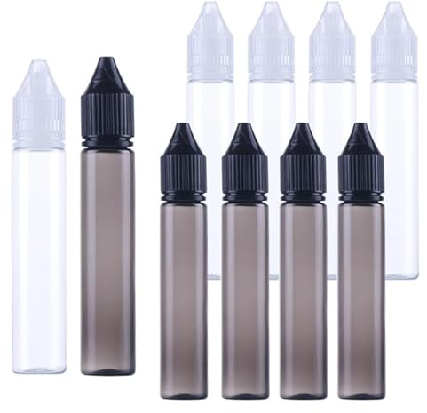 FIUTEKO 12 stycken flytande flaskor 30 ml, droppflaskor med självhäftande etiketter, plastdoseringsflaskor, Dropper Bottles, flytande självblandningsset för vätskor, blandning, gör-det-själv, lim