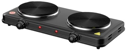 perfk Cocina eléctrica de Doble Quemador para encimera, Placa calefactora para guisar, y hervir.