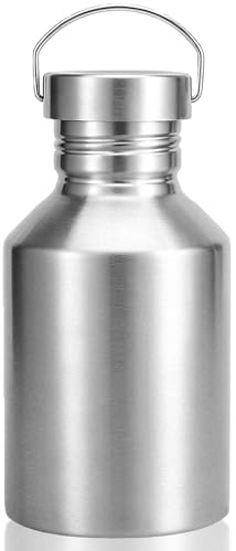 Volhoply 64oz oisolering enkelväggig vattenflaska, rostfritt stål återanvändbar vattenflaska med handtag, BPA-fri & plastfri 18/8 304 metall vattenflaska för camping, vandringsturer, cyklister