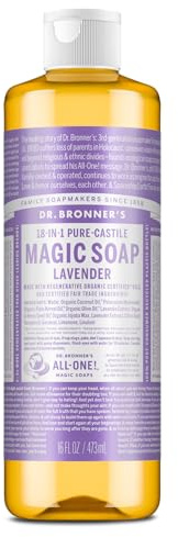 Dr Bronner's - 18-in-1 Lavender Pure-Castile Liquid Soap, 475ml Bottle