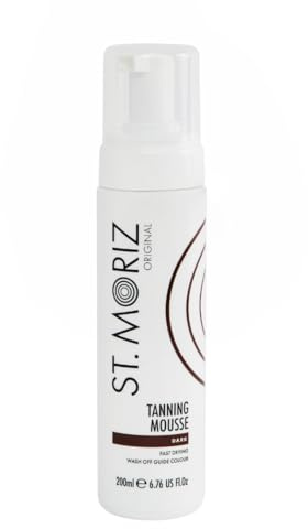 St Moriz Original Instant Tanning Mousse in Dark | Fast Drying Vegan Fake Tan Mousse | Instant Wash Off Guide Colour for a Deep Bronze Glow | Dermatologically Tested | Cruelty Free | 200ml